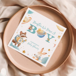 ヒューストン我々は男の子の宇宙を持っている スタンダードカクテルナプキン