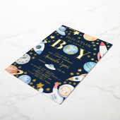 ヒューストン我々は男の子の宇宙を持っている 箔招待状 (回転した状態)