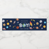 ヒューストン我々は男の子の宇宙銀河系ベビーシャワーを持っている ペットボトルラベル (シングルラベル)