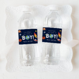 ヒューストン我々は男の子の宇宙銀河系ベビーシャワーを持っている ペットボトルラベル