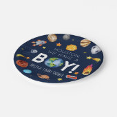 ヒューストン我々は男の子の宇宙銀河系ベビーシャワーを持っている ペーパープレート (アングル)