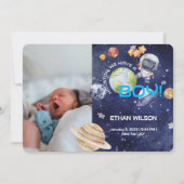 ヒューストン男の子の生まれたばかりの誕生発表 招待状 (正面)