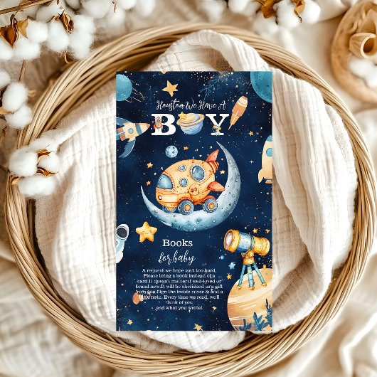 ヒューストン私たちはベビーのための少年の宇宙の本を持っている エンクロージャーカード