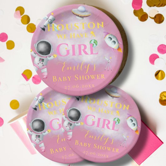ヒューストン私たちは女の子のシャワー宇宙宇宙飛行士がいる ペーパープレート