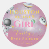 ヒューストン私たちは女の子のシャワー宇宙宇宙飛行士がいる ラウンドシール (正面)