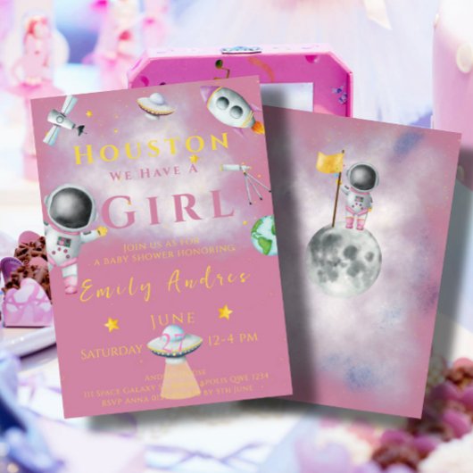 ヒューストン私たちは女の子のシャワー宇宙宇宙飛行士がいる 招待状