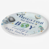 ヒューストン私たちは男の子のシャワー宇宙宇宙飛行士を持っている ペーパープレート (アングル)