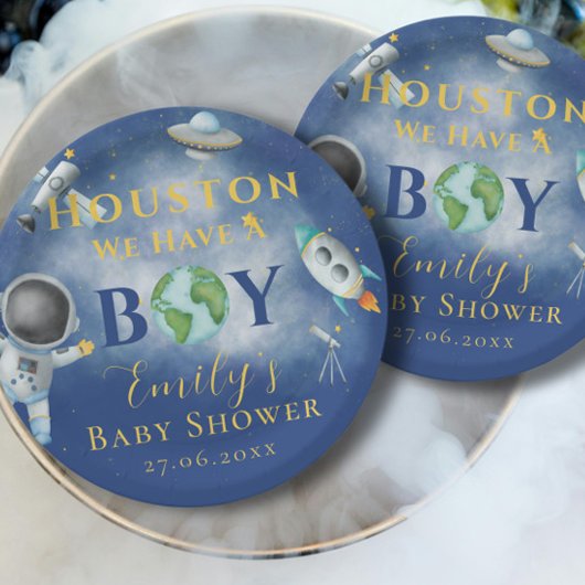 ヒューストン私たちは男の子のシャワー宇宙宇宙飛行士を持っている ペーパープレート