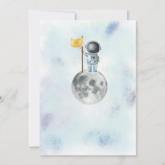 ヒューストン私たちは男の子のシャワー宇宙宇宙飛行士を持っている 招待状 (裏面)