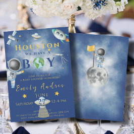 ヒューストン私たちは男の子のシャワー宇宙宇宙飛行士を持っている 招待状