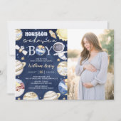 ヒューストン私たちは男の子の宇宙の赤ちゃんシャワーを持っている 招待状 (正面)