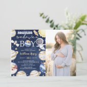 ヒューストン私たちは男の子の宇宙の赤ちゃんシャワーを持っている 招待状 (スタンド正面)