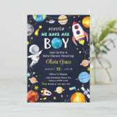 ヒューストン私たちは男の子の宇宙の赤ちゃんシャワーを持っている 招待状 (スタンド正面)