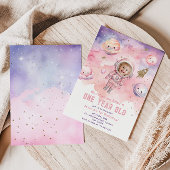 ヒューストン私たちは1歳のピンクの女の子の写真を持っている 招待状