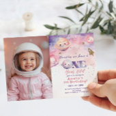 ヒューストン私たちは1歳の宇宙の女の子の写真を持っている 招待状