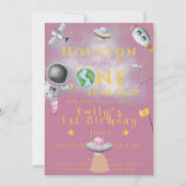 ヒューストン私たちは1歳の宇宙の女の子の宇宙飛行士がいる 招待状 (正面)