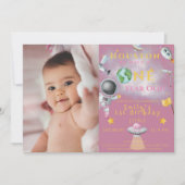 ヒューストン私たちは1歳の宇宙の女の子の宇宙飛行士がいる 招待状 (正面)