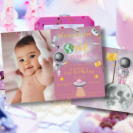 ヒューストン私たちは1歳の宇宙の女の子の宇宙飛行士がいる 招待状