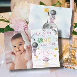 ヒューストン私たちは1歳の宇宙の女の子の宇宙飛行士がいる 招待状