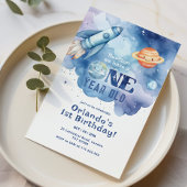 ヒューストン私たちは1歳の少年1歳の誕生日を持っている 招待状