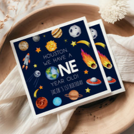 ヒューストン私たちは1歳の1歳の誕生日パーティーを持っている スタンダードカクテルナプキン