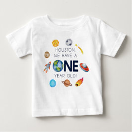 ヒューストン私たちは1歳の1歳の誕生日パーティーを持っている ベビーTシャツ