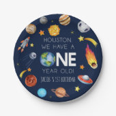 ヒューストン私たちは1歳の1歳の誕生日パーティーを持っている ペーパープレート (正面)