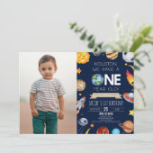 ヒューストン私たちは1歳の1歳の誕生日パーティーを持っている 招待状 (スタンド正面)