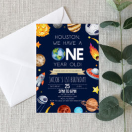 ヒューストン私たちは1歳の1歳の誕生日パーティーを持っている 招待状