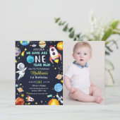 ヒューストン私たちは1歳の1歳の誕生日パーティーを持っている 招待状 (スタンド正面)