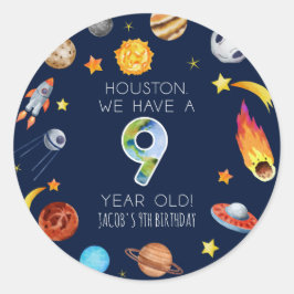 ヒューストン私たちは9歳の9歳の誕生日パーティー ラウンドシール