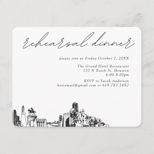 ヒューストン結婚のリハエレガントーサルディナー エンクロージャーカード (正面)