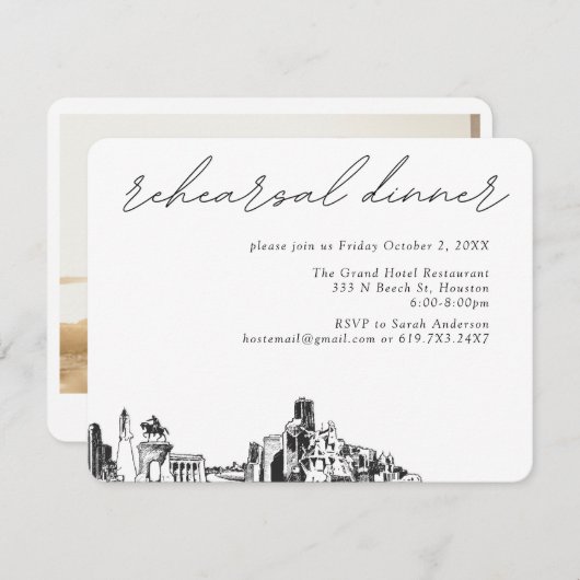 ヒューストン結婚のリハエレガントーサルディナー エンクロージャーカード (正面/裏面)