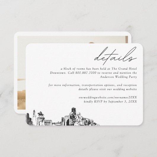 ヒューストン結婚ズホテルルームブロック詳細 エンクロージャーカード (正面/裏面)