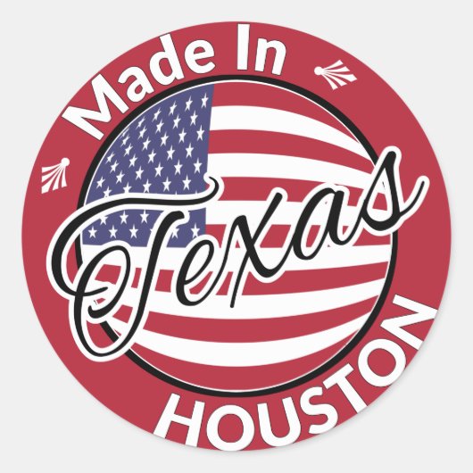 ヒューストン製テキサス州星条旗 ラウンドシール (正面)