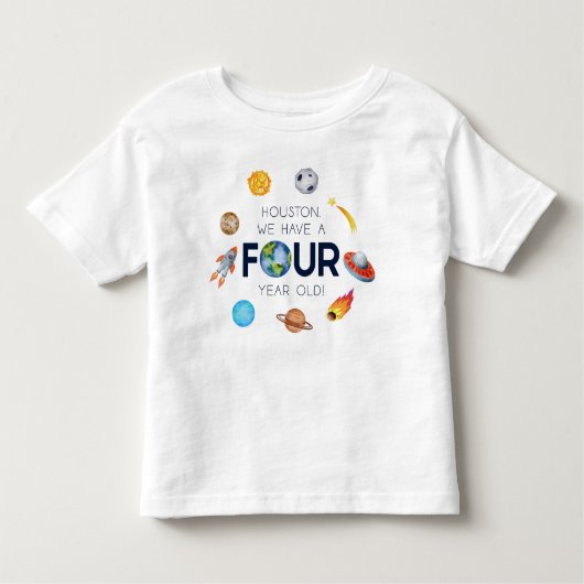 ヒューストン4歳4歳の誕生日パーティー トドラーTシャツ (正面)