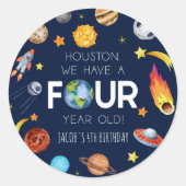 ヒューストン4歳4歳の誕生日パーティー ラウンドシール (正面)