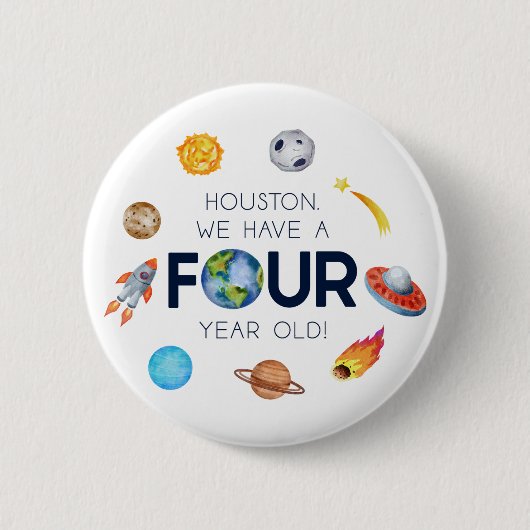 ヒューストン4歳4歳の誕生日パーティー 缶バッジ (正面)