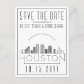ヒューストン |スタイル設定されたスカイライン日付を保存 ポストカード (正面)
