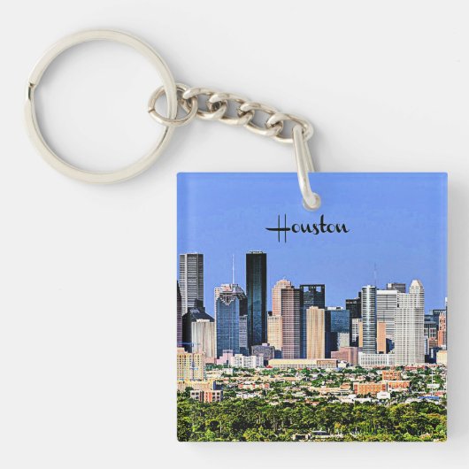 ヒューストン、テキサス州の風光明媚な街並み写真 キーホルダー (正面)