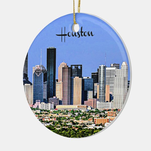 ヒューストン、テキサス州の風光明媚な街並み写真 セラミックオーナメント (左)