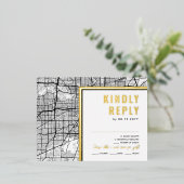 ヒューストン，テキサス州ラブロケーター | RSVP返信 箔招待状ポストカード (立ち正面)