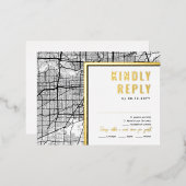 ヒューストン，テキサス州ラブロケーター | RSVP返信 箔招待状ポストカード (正面/裏面)