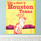 ヒューストン，テキサス州ヴィンテージ旅行ポスター キャンバスプリント (インサイチュ (ウッドフロア))
