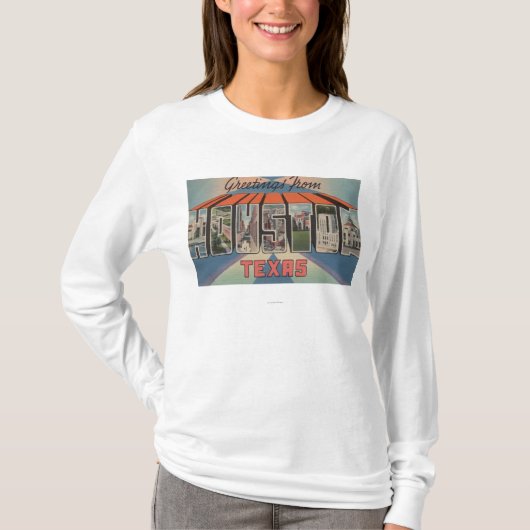 ヒューストン、テキサス州-大きい手紙場面 Tシャツ (正面)
