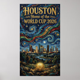 ヒューストン ワールドカップ 2026 夜の反射 サッカー ポスター
