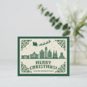 ヒューストン， TXスカイラインクリスマスホリデーポストカード シーズンポストカード (スタンド正面)