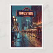 ヒューストンUSAアートヴィンテージイラストレーション旅行 ポストカード (正面)