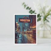 ヒューストンUSAアートヴィンテージイラストレーション旅行 ポストカード (スタンド正面)