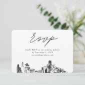 ヒュースト結婚ンのミニマリストスケッチRSVP エンクロージャーカード (スタンド正面)